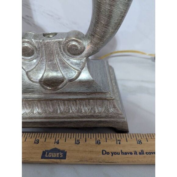 Rare Large Antique Art Neoclassical Silver Bronze Two Light Table Lamp - Picture 9 of 11